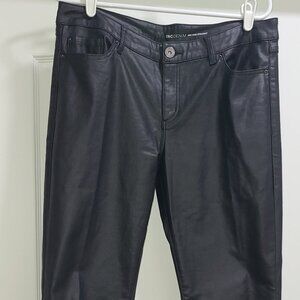 I.N.C. DENIM FAUX LEATHER  MID RISE STRAIGHT LEG BLACK PANTS SIZE 10/30